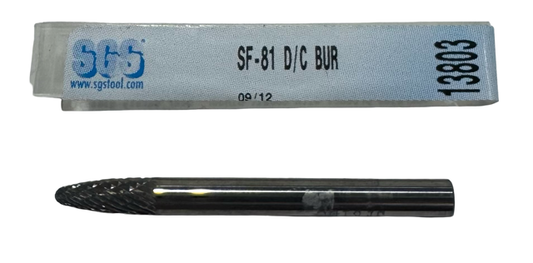 SGS 3/16" Carbide Burr SF-81 Tree Shape Double Cut Radius End USA Made