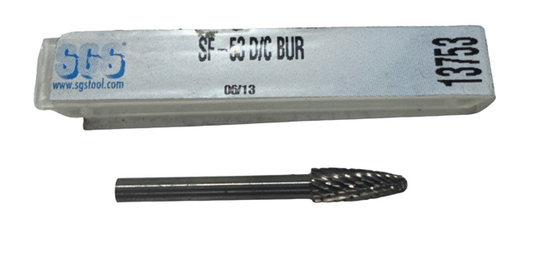 SGS 3/16" Carbide Burr SF-53 Double Cut Tree Shape with Radius End 1/8" Shank USA