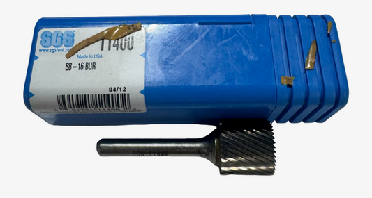 SGS 3/4" Carbide Burr SB-16 Single Cut Cylindrical Shape 1/4" Shank USA
