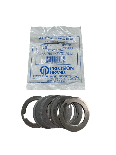 Precision Brand 1-3/8" Arbor Spacer Assortment with Keyways 19 Pack USA Made 24280