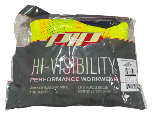PIP RAM Hi-Vis Class 2 Safety Vest, Type R, 2 Pocket, Zipper Closure Size 3XL