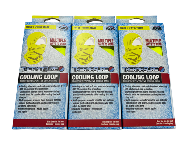 SAS Safety ThermaSure Microfiber Cooling Band/Loop INVUE Yellow 3 Pack