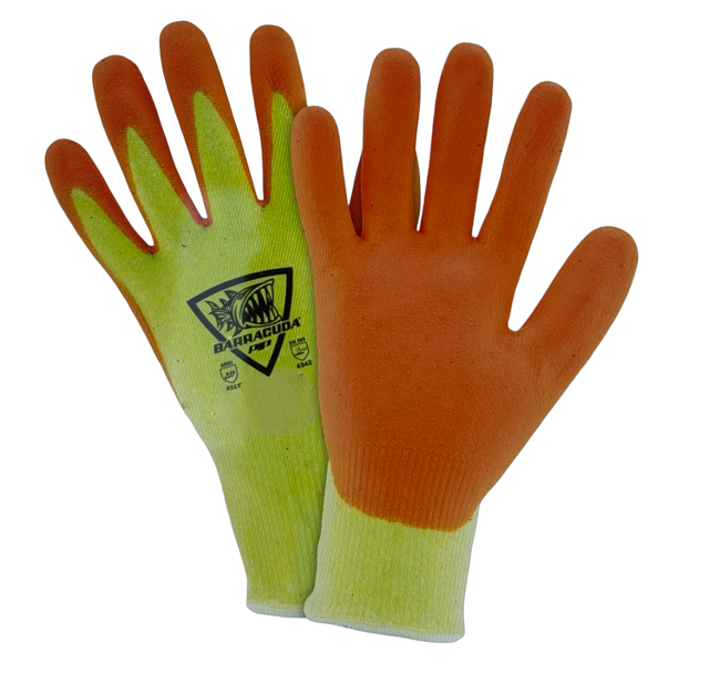 PIP Barracuda Hi-Viz Cut Resistant Safety Gloves Nitrile Palm Coated Size Large