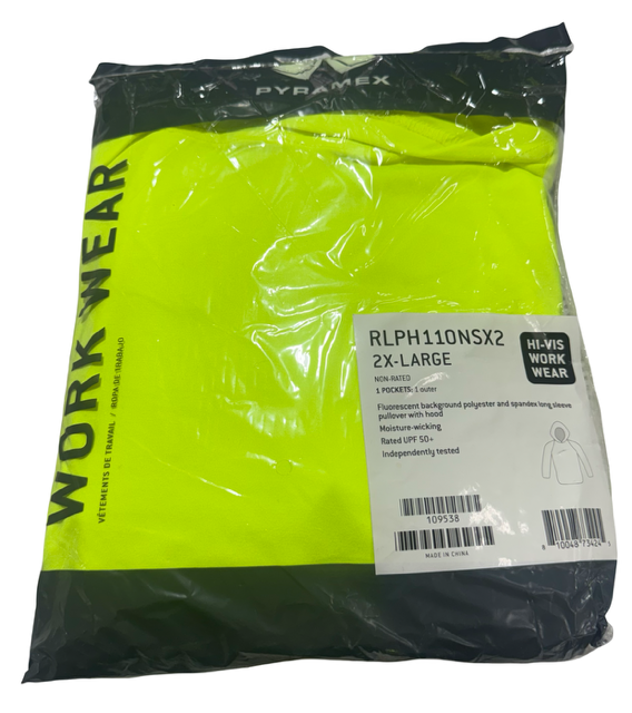 Pyramex Hi-Vis Long Sleeve Pull Over Hoodie Size 2XL