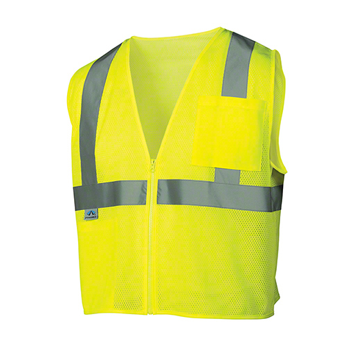 Pyramex Hi-Vis Lime Safety Vest, Polyester Mesh, R2, Non-FR, Size Small