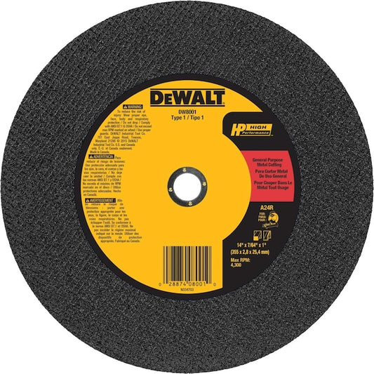 DeWALT 14" x 7/64" x 1" Metal Cut-Off Wheel A24R DW8001
