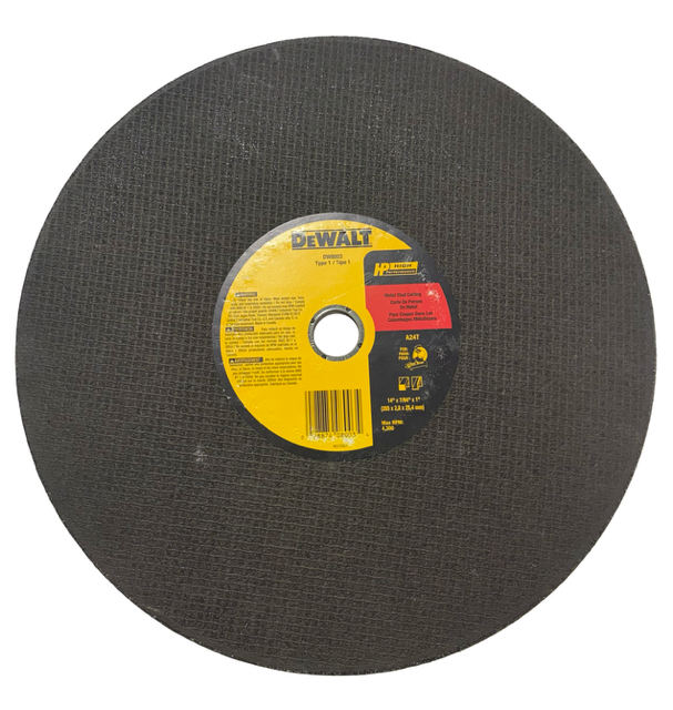 DeWALT 14" x 7/64" x 1" HP Metal Cutting Chop Saw Wheel Type 1