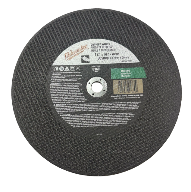 Milwaukee 12" x 1/8" x 20mm Masonry Cut-Off Wheel 49-94-1280