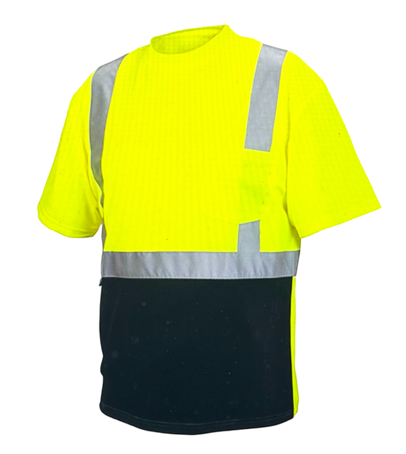 Pyramex Hi-Vis T-Shirt with Black Bottom Type R Class 2 Non-FR Size XL