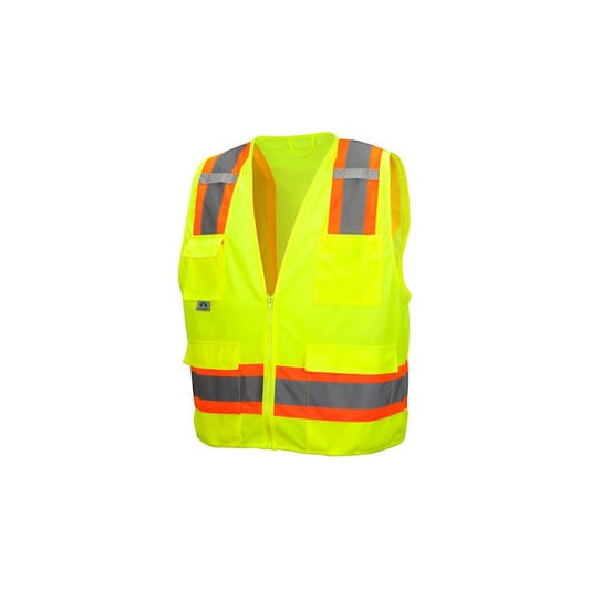 Pyramex Hi-Vis Lime Safety Vest Type R Class 2 Not FR, 6 Pockets, 3XL