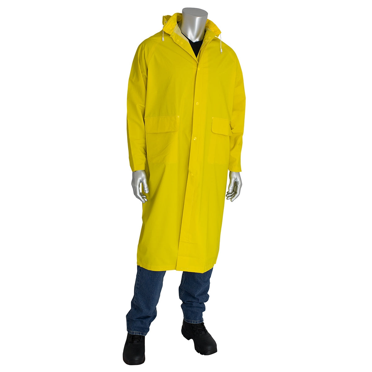 Falcon 2-Piece 48" Premium Waterproof Rain Coat, Chemical/Water Resistant, Medium