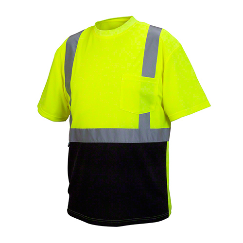 Pyramex Hi-Vis T-Shirt with Black Bottom Type R CLass 2 Not FR, Size Medium