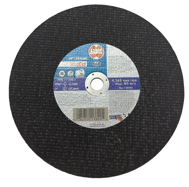 ShopSmith 14" x 7/64" x 1" Stud Cut Metal Cut-Off Wheel, Type 1, USA Made