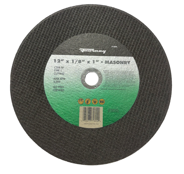 Forney 12" x 1/8" x 1" Masonry Cut-Off Wheel, Type 1, C20R-BF