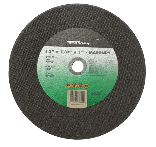 Forney 12" x 1/8" x 1" Masonry Cut-Off Wheel, Type 1, C20R-BF
