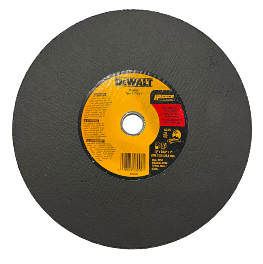 DEWALT 12" x 7/64" x 1" Metal Chop Saw Cut-Off Wheel, Type 1, A24R