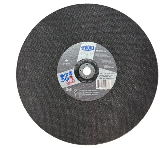 Tyrolt 14" x 1/8" x 20mm Gas Portable Cut-Off Wheel Ductile/Cast Iron & Asphalt