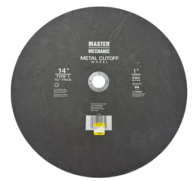 Master Mechanic 14" x 3/32" x 1" Metal Chop Saw Cut-Off Wheel Type 1