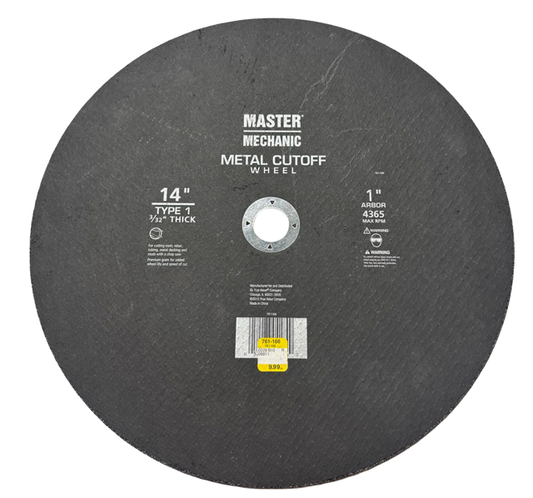 Master Mechanic 14" x 3/32" x 1" Metal Chop Saw Cut-Off Wheel Type 1