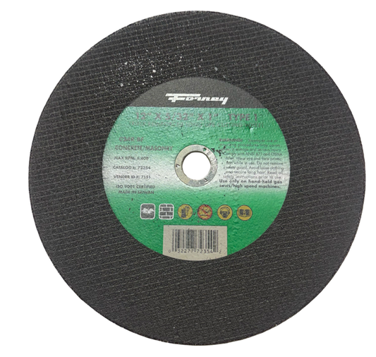 Forney 12" x 5/32" x 1" Concrete/Masonry Cut-Off Wheel Type 1