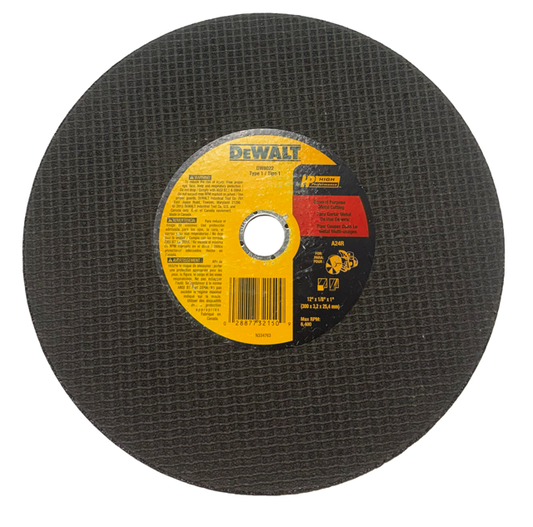 DEWALT 12" x 1/8" x 1" Metal High Speed Cut-Off Wheel A24R
