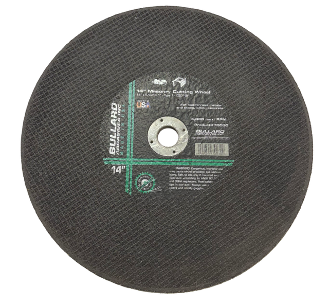 Bullard 14" x 5/32" x 1" Masonry Cut-Off Wheel for Stationary Saws USA Made