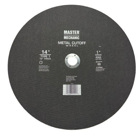 Master Mechanic 14" x 1/8" x 1" Metal Chop Saw Cut-Off Wheel Type 1