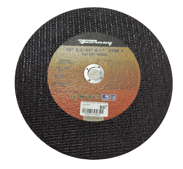 Forney 12" x 3/32" x 1" Metal Cut-Off Wheel, Type 1, A46R-BF
