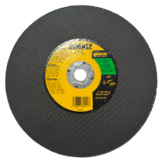 DEWALT 8" x 1/8" x 5/8" Abrasive Circular Saw Masonry Blade C24R