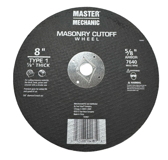 Master Mechanic 8" x 1/8" x 5/8" Masonry Cut-Off Wheel Type 1