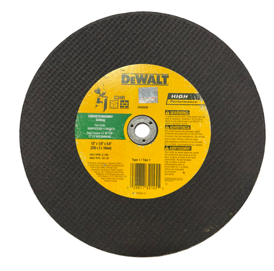 DEWALT 10" x 1/8" x 5/8" Masonry Concrete Chop Saw Cut-Off Wheel C24R