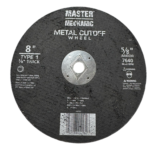 Master Mechanic 8" x 1/8" x 5/8" Metal Cut-Off Wheel Type 1