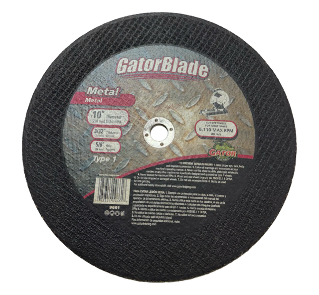Gator Blade 10" x 3/32" x 5/8" Metal Chop Saw Cut-Off Wheel Type 1