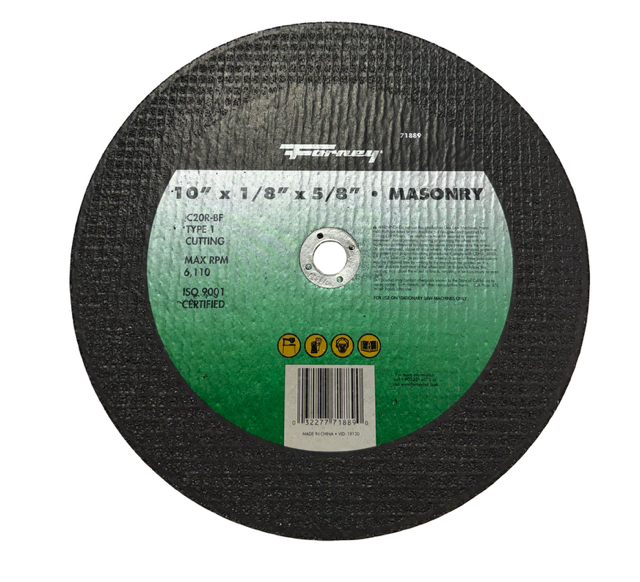 Forney 10" x 1/8" x 5/8" Masonry Cut-Off Wheel Type 1 C20R-BF