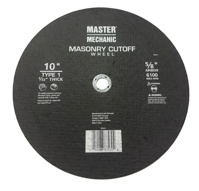 Master Mechanic 10" x 3/32" x 5/8" Masonry Cut-Off Wheel Type 1