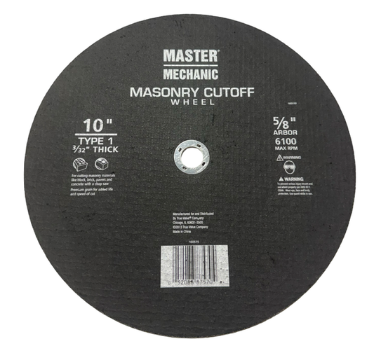 Master Mechanic 10" x 3/32" x 5/8" Masonry Cut-Off Wheel Type 1