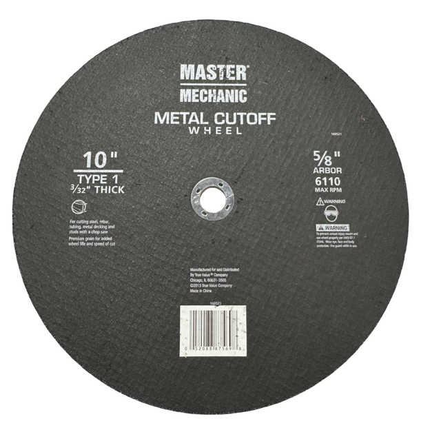 Master Mechanic 10" x 3/32" x 5/8" Metal Cut-Off Wheel Type 1