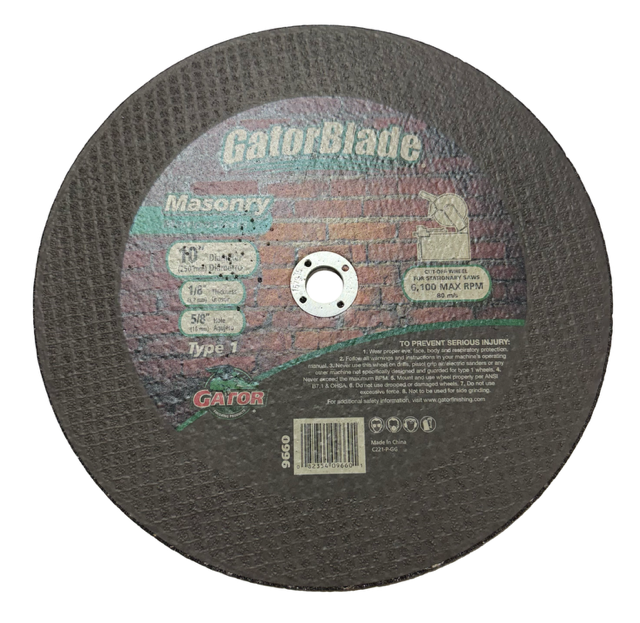 Gator Blade 10" x 1/8" x 5/8" Masonry Cut-Off Wheel for Stationary Saws Type 1