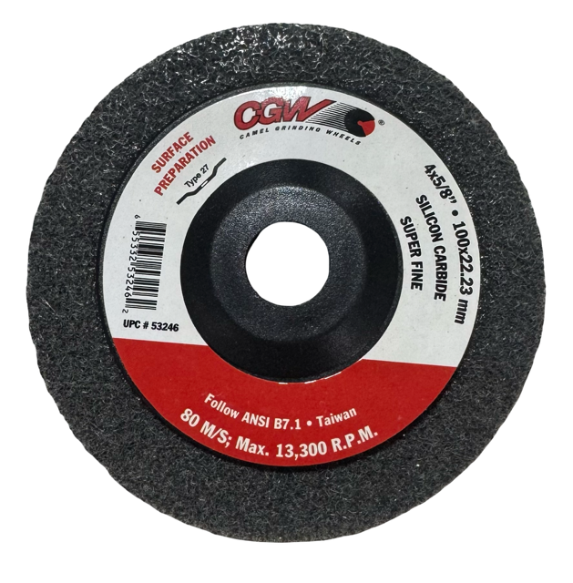CGW 4" x 5/8" Surface Prep Wheel Silicon Carbide, Gray, Fine T27