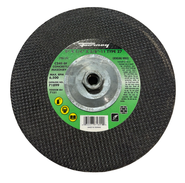 Forney 9" x 1/4" x 5/8-11 Concrete/Masonry Grinding Wheel C24R-BF