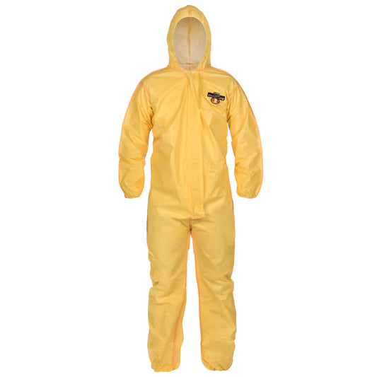 Lakeland ChemMax Coverall Chemical Suit, Yellow, Hood, Elastic, Wrist/Ankle 3XL