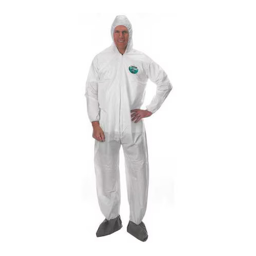Lakeland Disposable Hooded Coveralls, Elastic Wrist, Size Medium