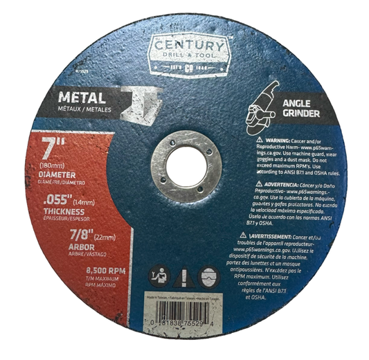 Century 7" x .055" x 7/8" Metal Cut-Off Wheel for Angle Grinders