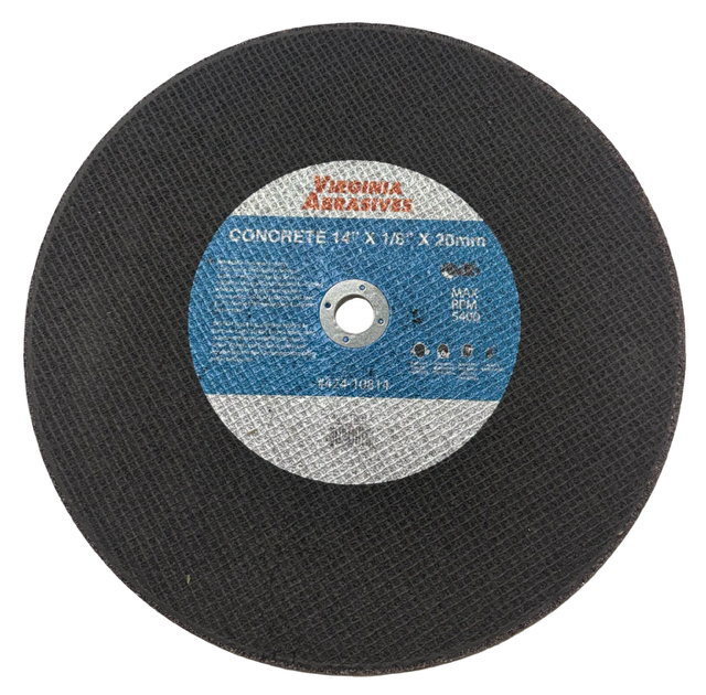 Virginia Abrasives 14" x 1/8" x 20mm Reinforced Concrete T1 Cut-Off Wheel
