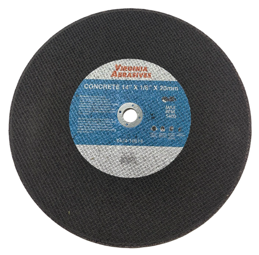Virginia Abrasives 14" x 1/8" x 20mm Reinforced Concrete T1 Cut-Off Wheel