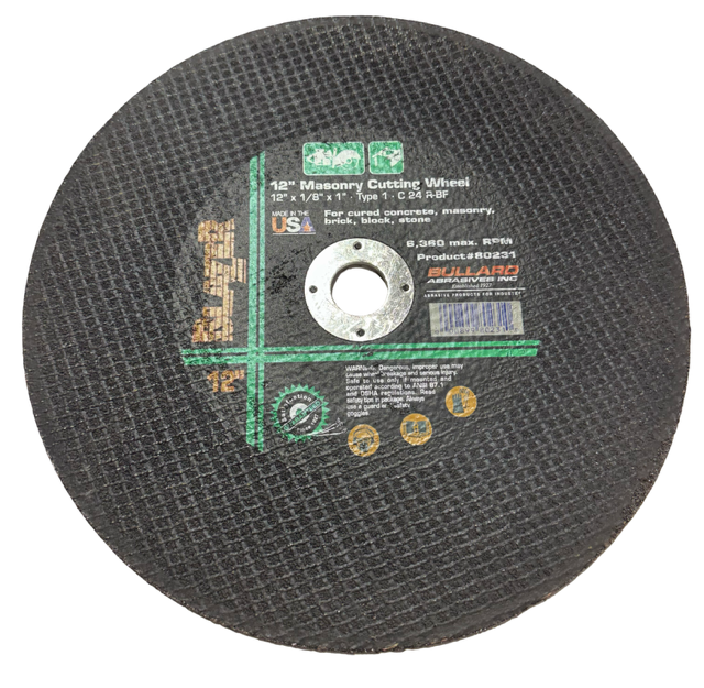 Bullard BLAZER 12" x 1/8" x 1" Masonry Cutting Wheel USA Made