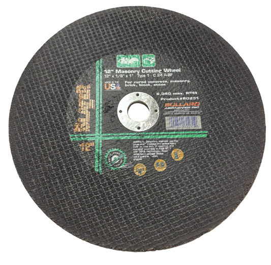 Bullard BLAZER 12" x 1/8" x 1" Masonry Cutting Wheel USA Made