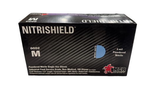MCR Safety NITRISHIELD Powdered Nitrile Gloves, Food Grade, Size M, 100 Pack
