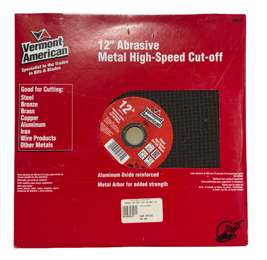 Vermont American 12" x 1/8" x 1" Metal High Speed Cut-Off Wheel 28032