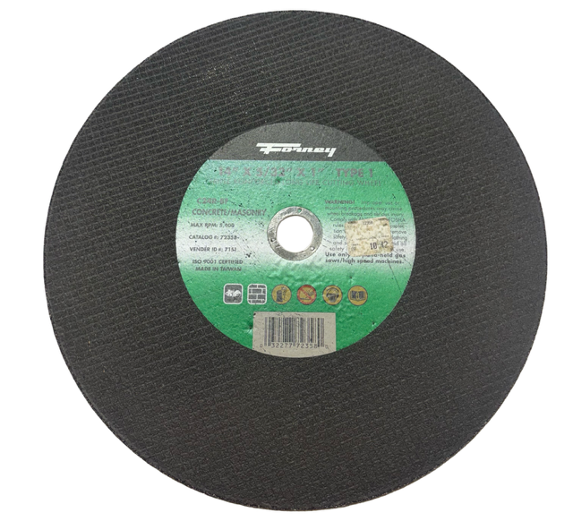 Forney 14" x 5/32" x 1" Triple Reinforced Concrete/Masonry Long Life Cutting Wheel